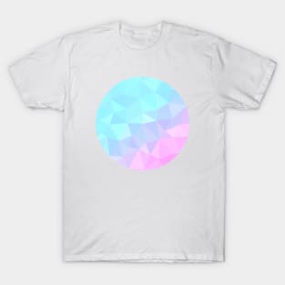 Light Pastel Blue and Pink Abstract Geometric Circle T-Shirt